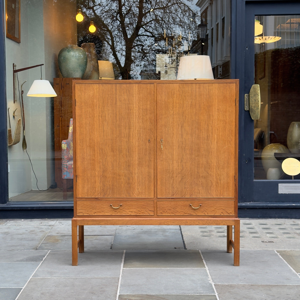 Tall Oak Cabinet/ Ole Wanscher & A. J Iversen/ Denmark, 1940s