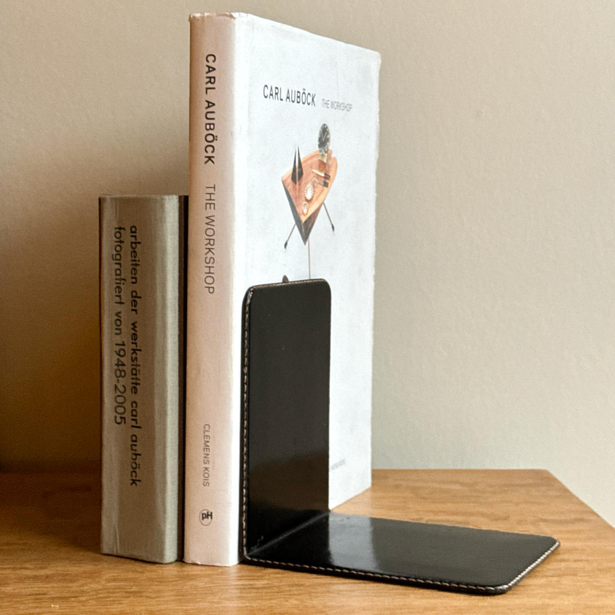 Leather Bookend #4587/ Carl Auböck II, 1950s