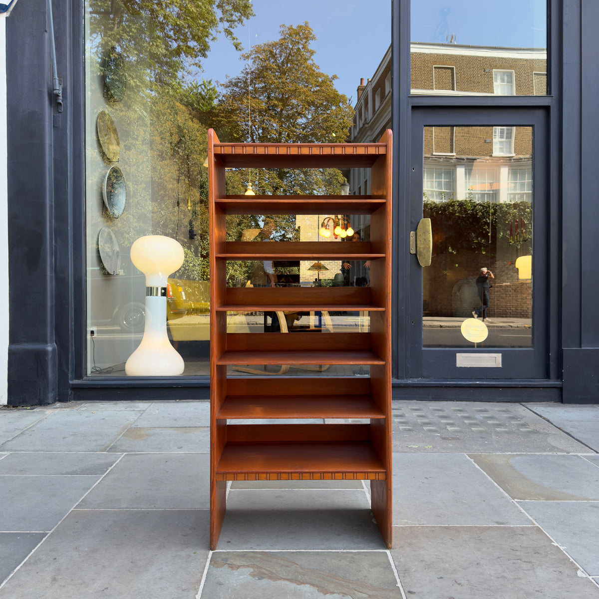 A Danish Art Nouveau bookcase in the Skonvirke style, crafted from pine and made for the Copenhagen Town Hall by Rasmussen and designed by Martin Nyrop. This piece exemplifies early 20th-century Danish craftsmanship.