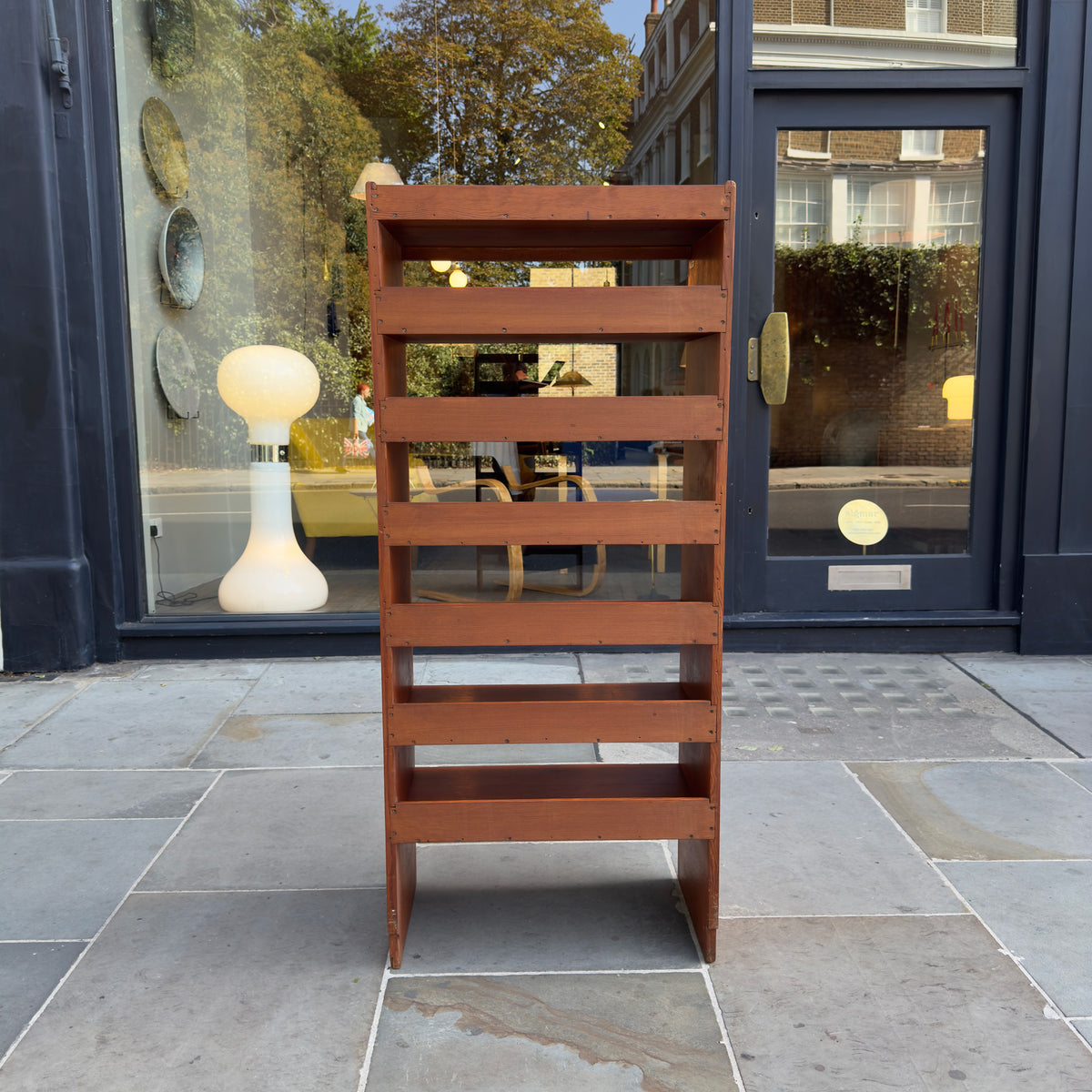 A Danish Art Nouveau bookcase in the Skonvirke style, crafted from pine and made for the Copenhagen Town Hall by Rasmussen and designed by Martin Nyrop. This piece exemplifies early 20th-century Danish craftsmanship.