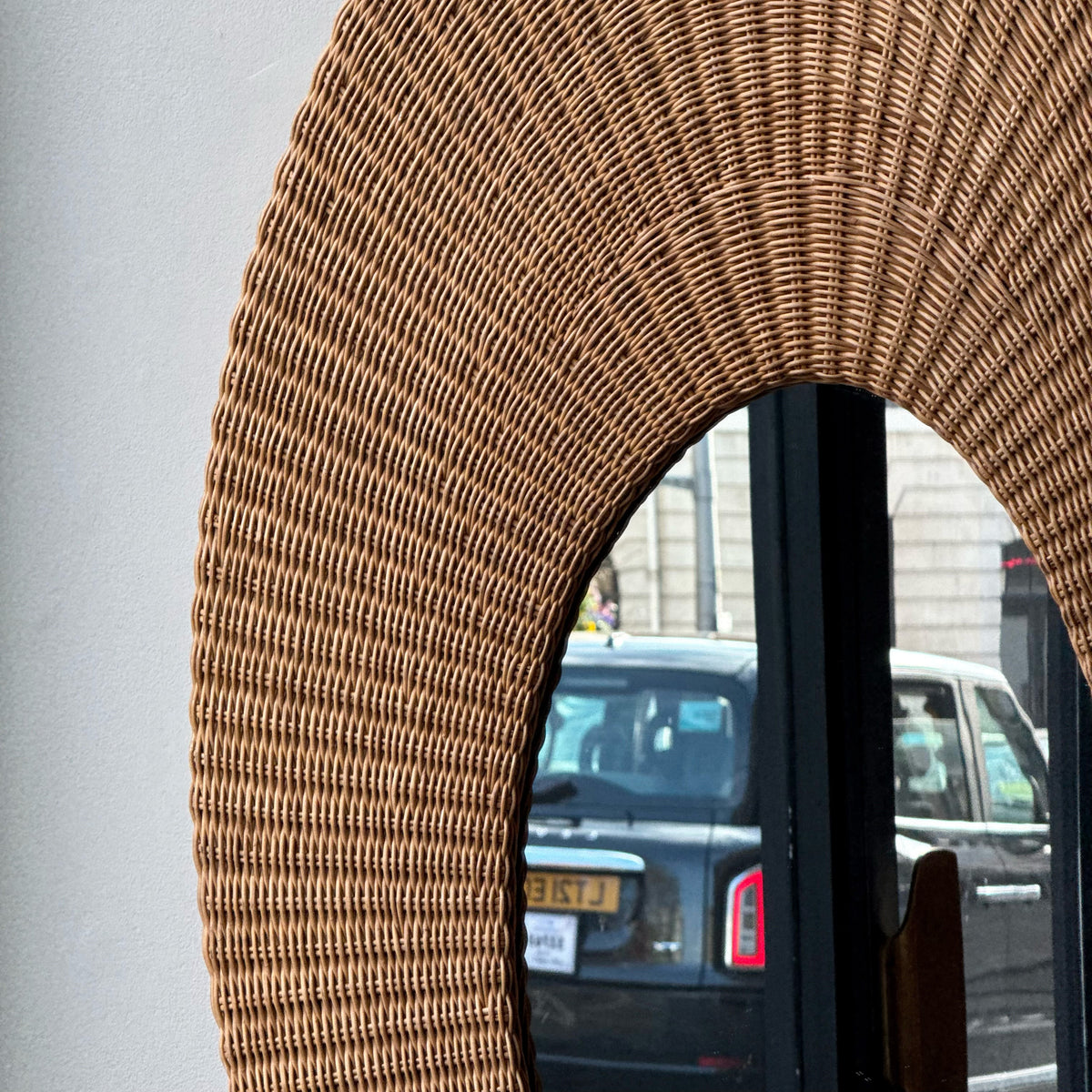 Asymmetric Wicker Mirror/ French, 1970s