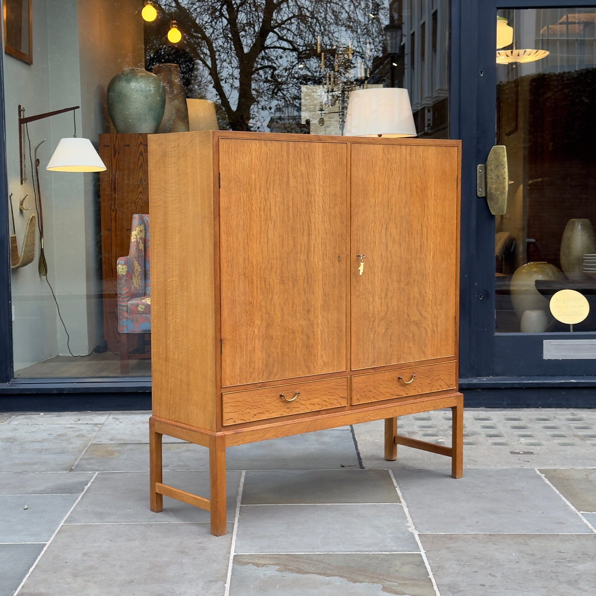 Tall Oak Cabinet/ Ole Wanscher & A. J Iversen/ Denmark, 1940s