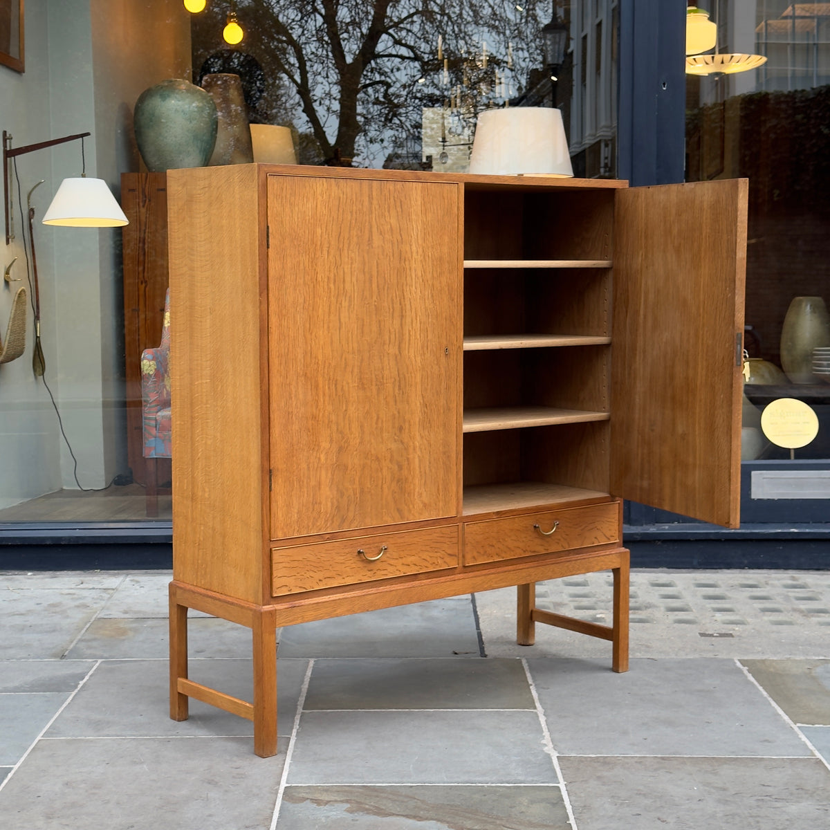 Tall Oak Cabinet/ Ole Wanscher & A. J Iversen/ Denmark, 1940s