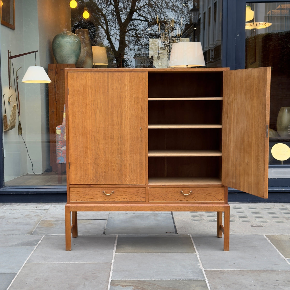 Tall Oak Cabinet/ Ole Wanscher & A. J Iversen/ Denmark, 1940s