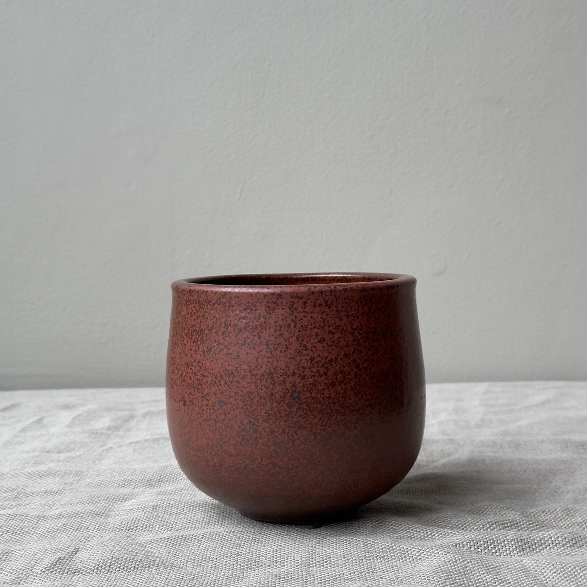 Small Stoneware Planter/ Red & Brown