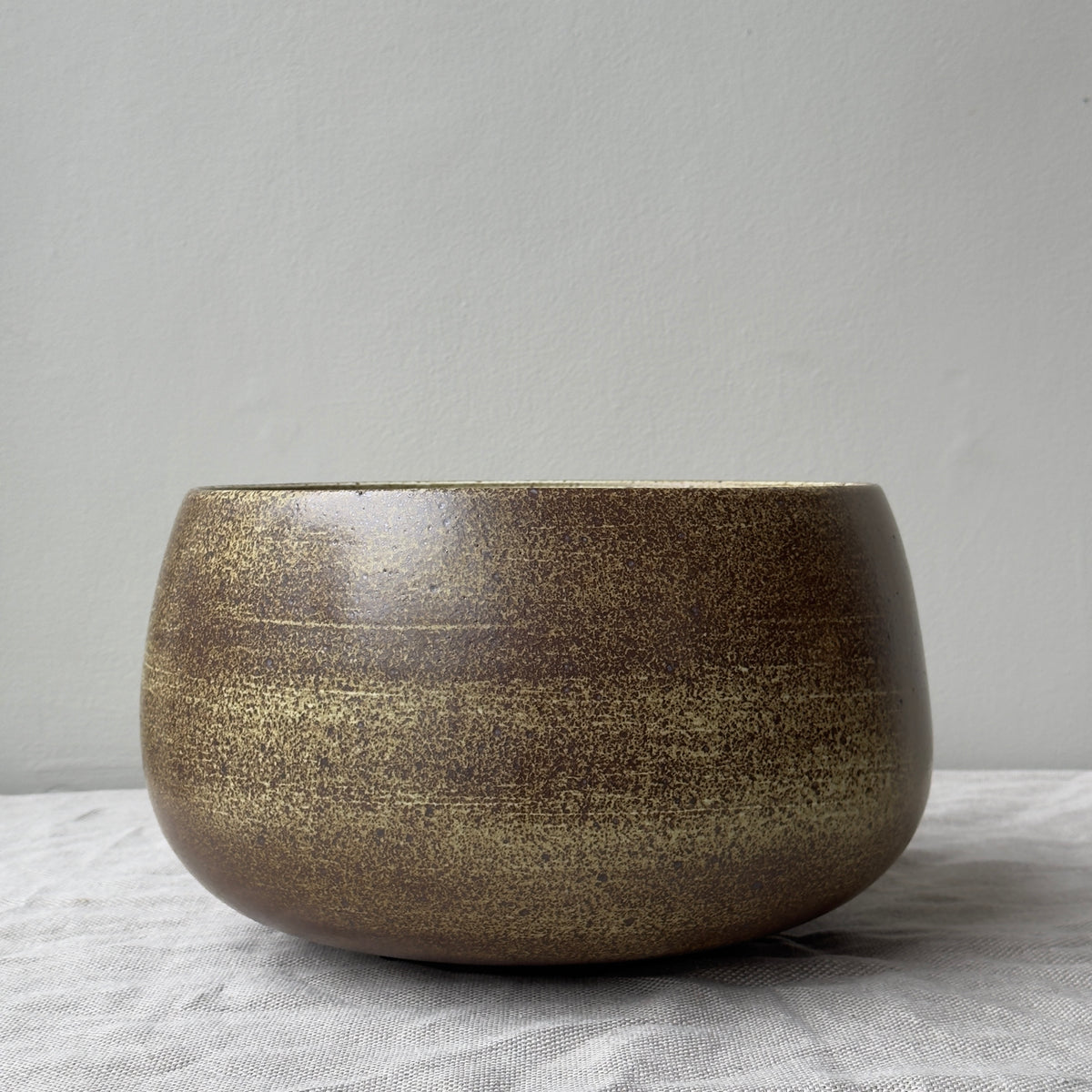 Extra Large Stoneware Planter/ Brown & Beige