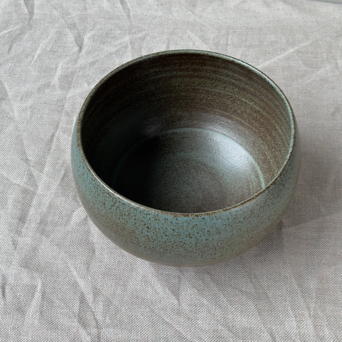 Large Stoneware Planter/ Brown & Blue