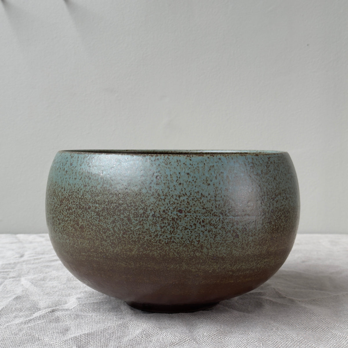 Large Stoneware Planter/ Brown & Blue