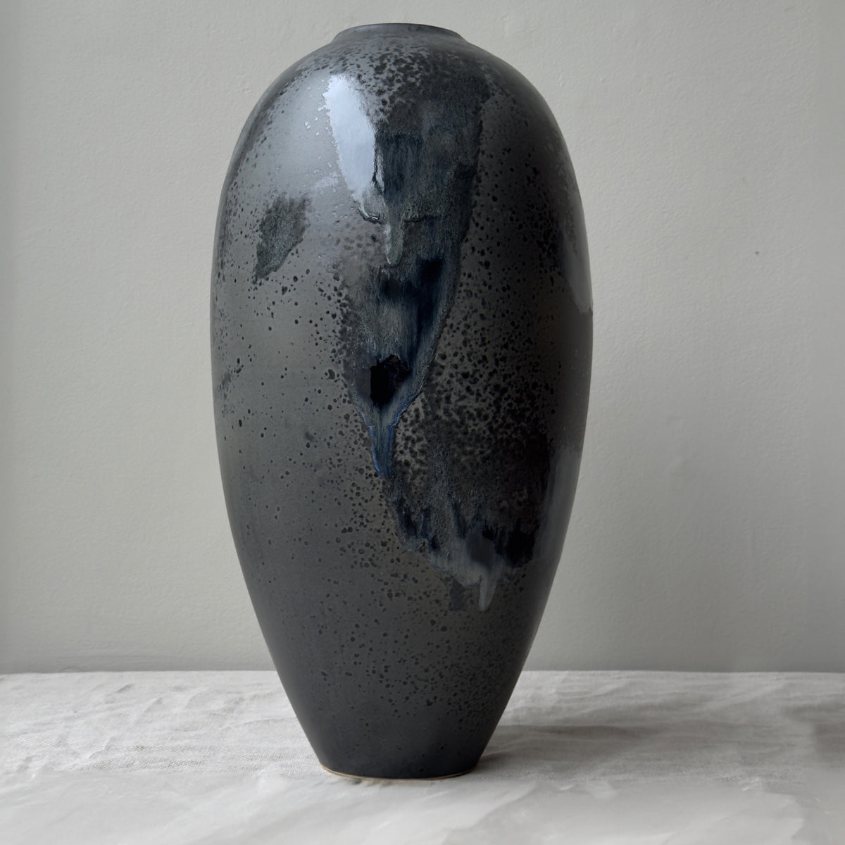 Slim Tapered Vase/ Black Glaze