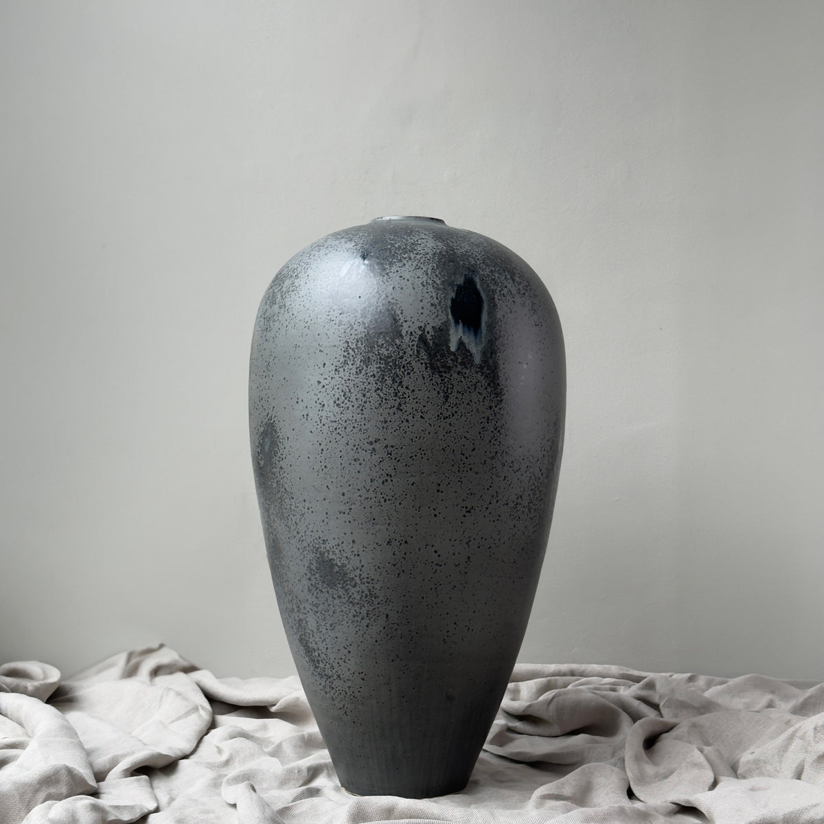 Monumental Baluster Vase/ Grey and Black Glaze