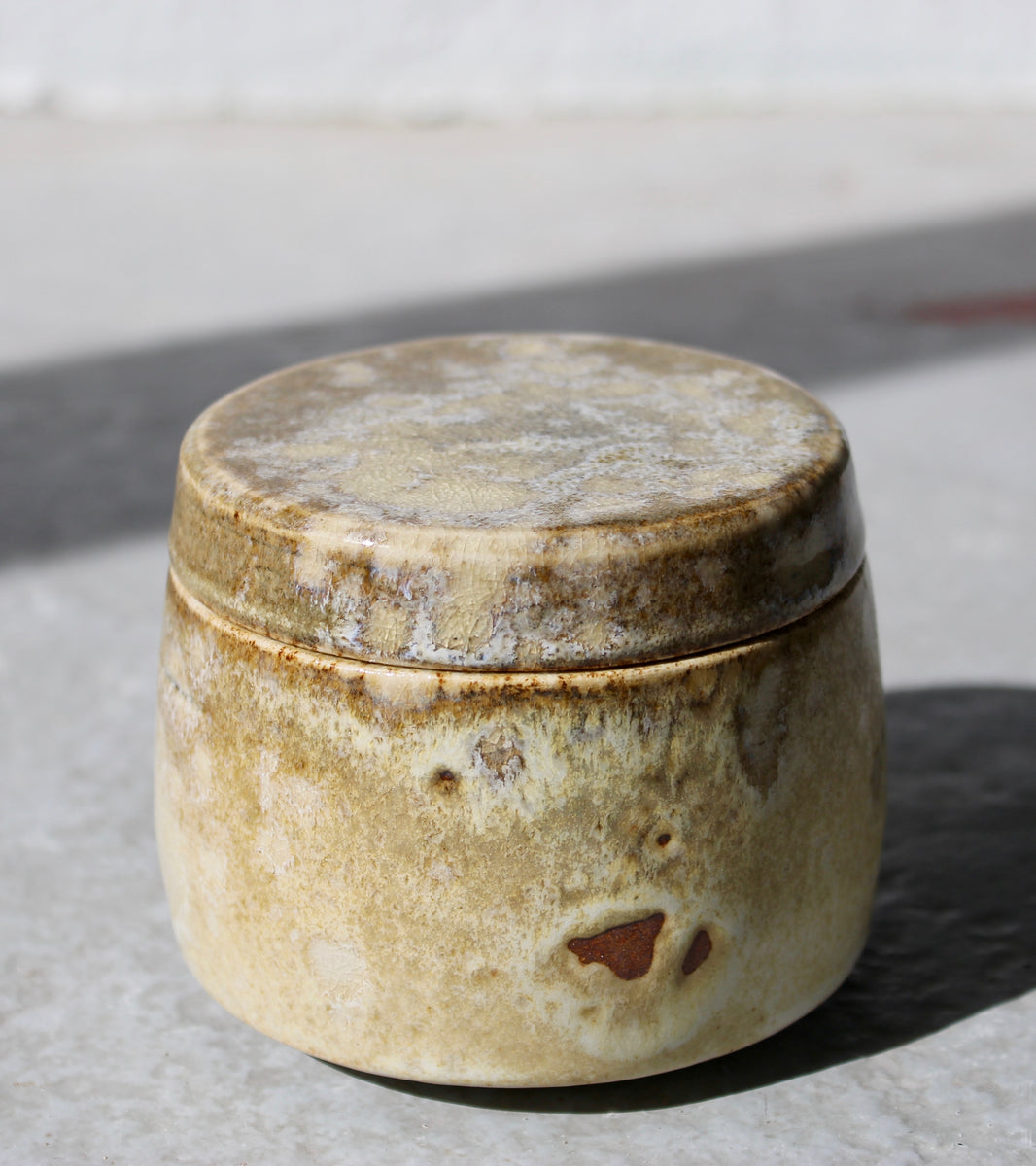 Small Lidded Jar <br> Sand Glaze