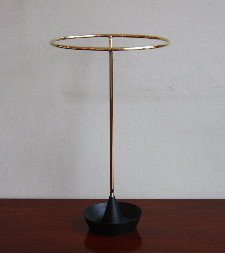 An umbrella stand designed by Carl Auböck, crafted in the Werkstätte Auböck workshop in Austria, 1955. This piece highlights mid-century Austrian craftsmanship and functional modernist design.